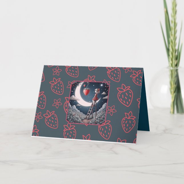 Strawberry Moon Greeting Card (Front)