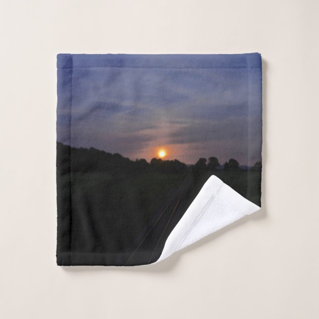 Strawberry Moon Over The Railway Bath Towel Set (Wash Cloth)