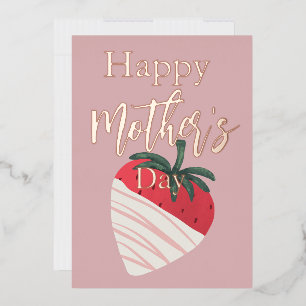 Strawberry Mother's Day   Foil Holiday Card