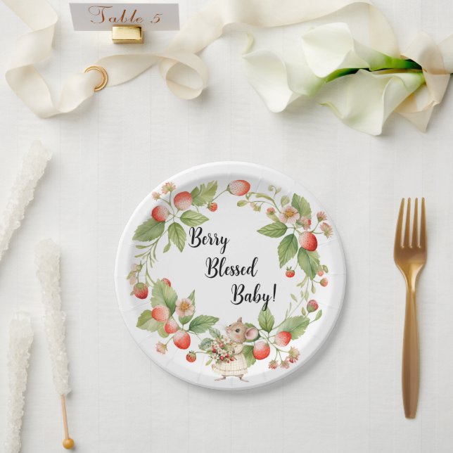 Strawberry Mouse Baby Shower-Party Plates (Wedding)