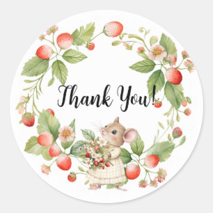 Strawberry Mouse Baby Shower-Thank You Card Classic Round Sticker