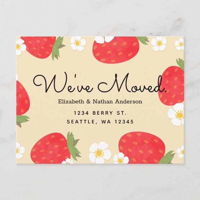 Strawberry Moving Announcement Postcard (Front)