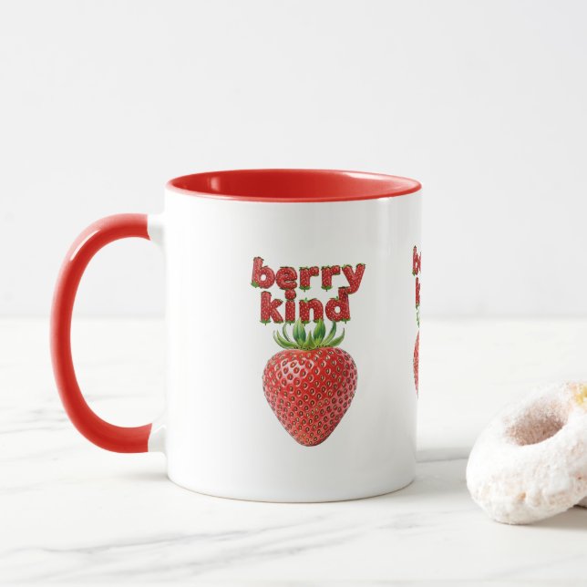 Strawberry Mug | Cute Positive Quote Cup Coffee (With Donut)