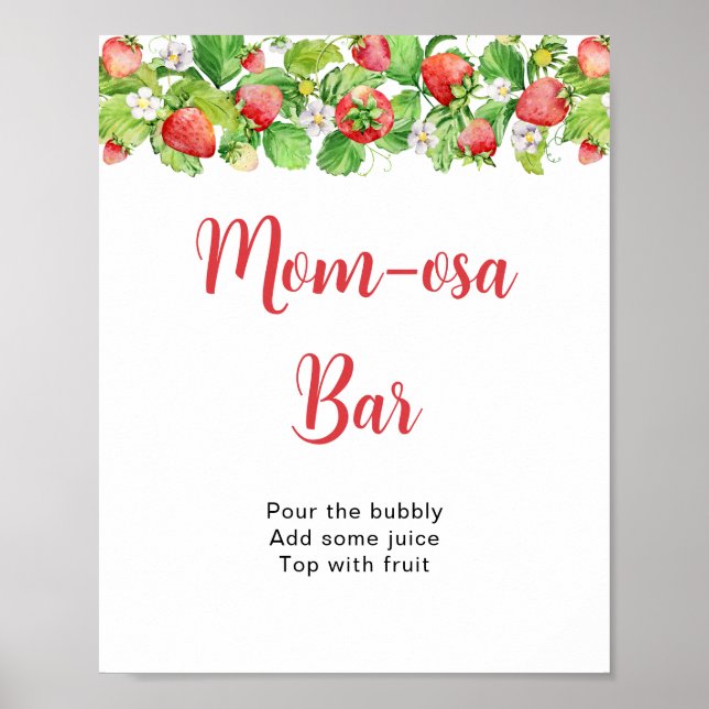 Strawberry Mum-osa Bar Table Sign (Front)