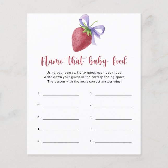 Strawberry - Name that baby Food shower game (Front)
