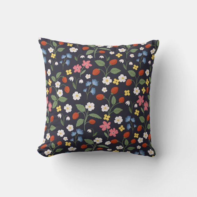 Strawberry navy cushion (Front)