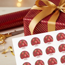 Strawberry New Year's Eve Party Classic Round Sticker