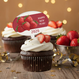 Strawberry New Year's Eve Red Cake Pick