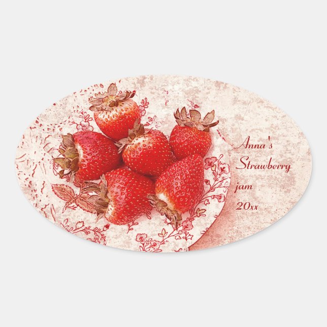 strawberry - old countrry style jam canning label (Front)