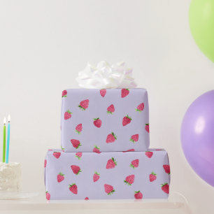 Strawberry on Peri winkle Wrapping Paper