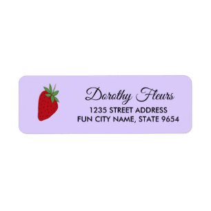 Strawberry on purple return address label