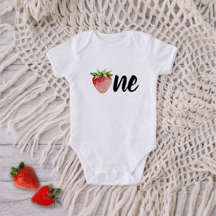 Strawberry ONE Birthday Baby Bodysuit