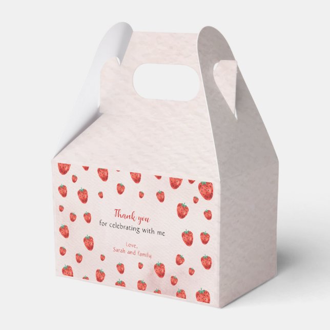 Strawberry One Birthday  Favour Box (Front Side)
