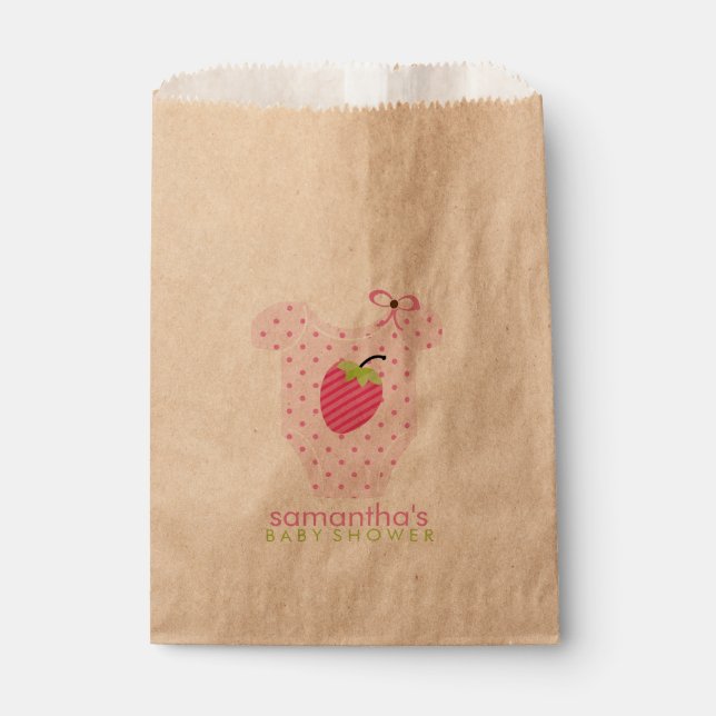 Strawberry Outfit Girl Baby Shower Favour Bag (Front)
