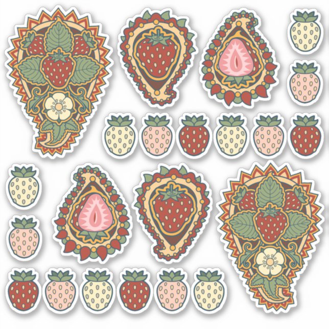 Strawberry Paisley Icon Set Sticker (Front)
