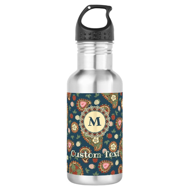 Strawberry Paisley Pattern 532 Ml Water Bottle (Front)