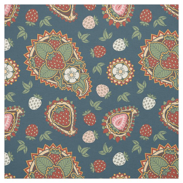 Strawberry Paisley Pattern Fabric (Swatch)