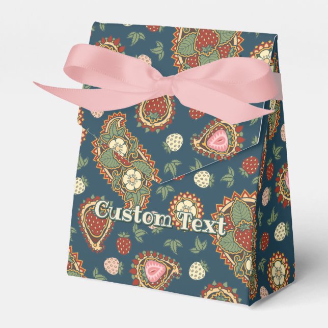Strawberry Paisley Pattern Favour Box (Front Side)