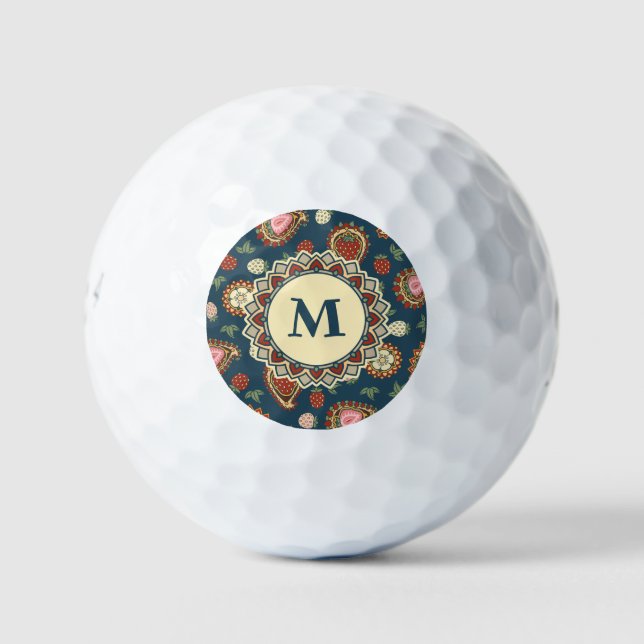 Strawberry Paisley Pattern Golf Balls (Front)