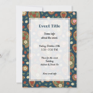 Strawberry Paisley Pattern Invitation