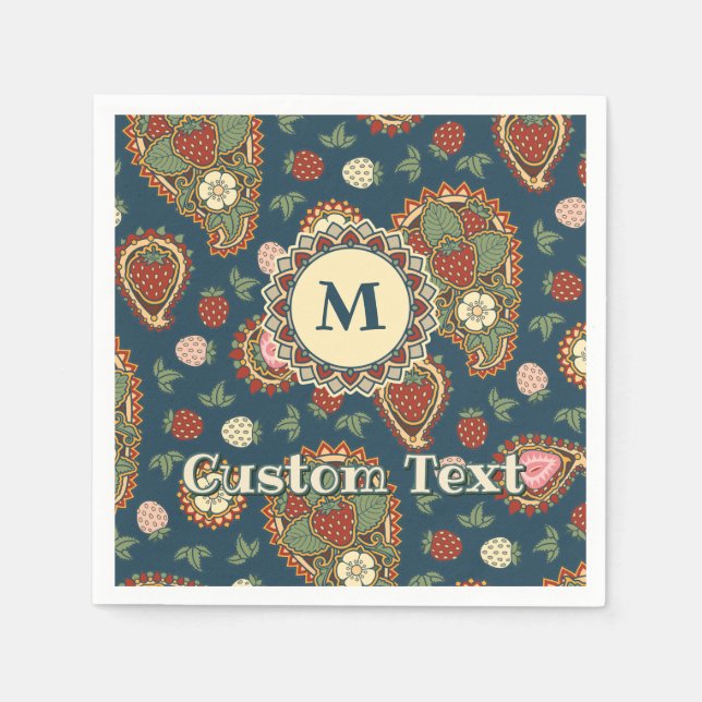 Strawberry Paisley Pattern Napkins (Front)