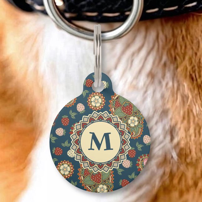Strawberry Paisley Pattern Pet ID Tag (Creator Uploaded)