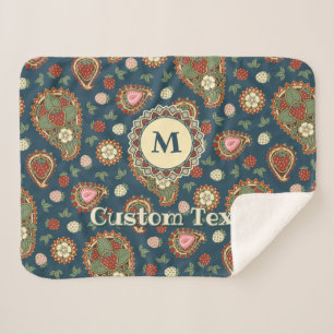 Strawberry Paisley Pattern Sherpa Blanket