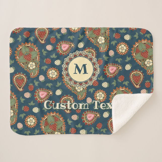 Strawberry Paisley Pattern Sherpa Blanket (Front (Horizontal))