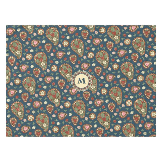 Strawberry Paisley Pattern Tablecloth (Front (Horizontal))
