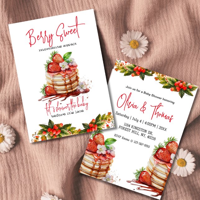 Strawberry Pancake berry sweet baby shower  Invitation (Creator Uploaded)
