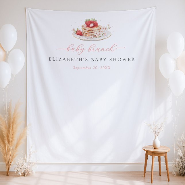 Strawberry Pancake Brunch Baby Shower Backdrop Tapestry (Creator Uploaded)