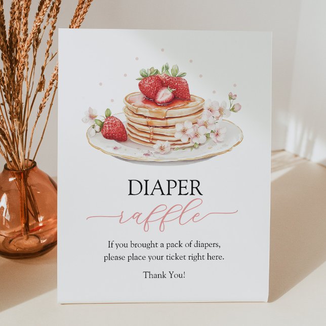 Strawberry Pancake Brunch Diaper Raffle Poster Pedestal Sign (Creator Uploaded)
