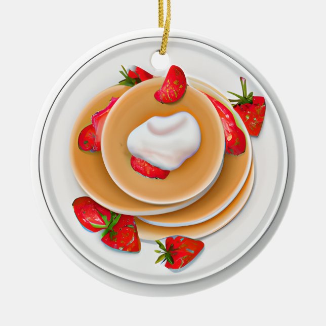 Strawberry Pancakes Pun Flirty Christmas  Ceramic Ornament (Front)