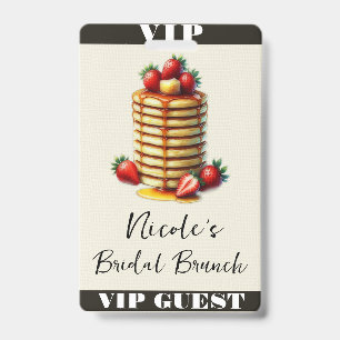 Strawberry Pancakes Stack Bridal Brunch VIP Pass ID Badge