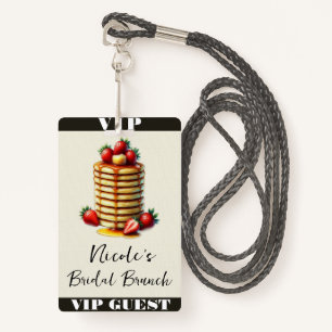 Strawberry Pancakes Stack Bridal Brunch VIP Pass ID Badge