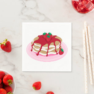 Strawberry Pancakes Sweet Breakfast Food Napkin
