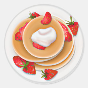 Strawberry Pancakes with Syrup Food Classic Round Sticker