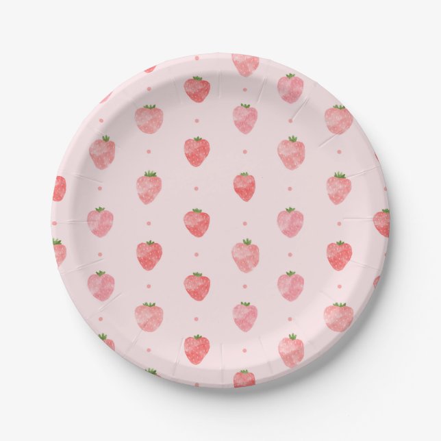 Strawberry Paper Plates | Watercolor Berry (Front)
