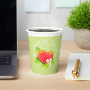 Strawberry Pastel Green Design. Paper Cups