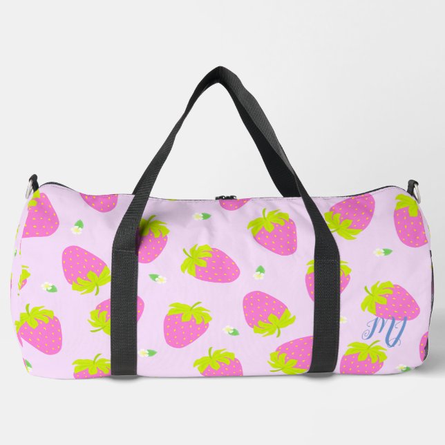 Strawberry Pastel Pink Duffle Bag (Front)