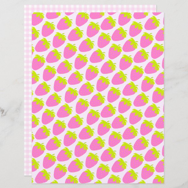 Strawberry Pastel Pink Gingham (Front/Back)