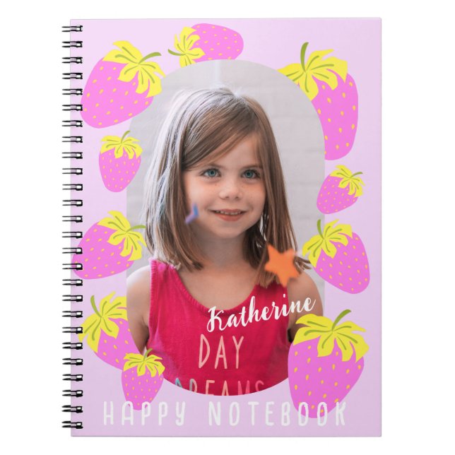 Strawberry Pastel Pink Photo Notebook (Front)