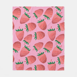 Strawberry Pastel: Vintage Sweetness Fleece Blanket