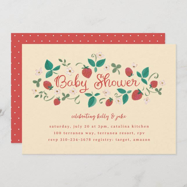 Strawberry Patch Baby Shower Invitation (Front/Back)