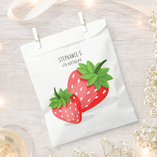 Strawberry Patch Favour Bag (Clipped)