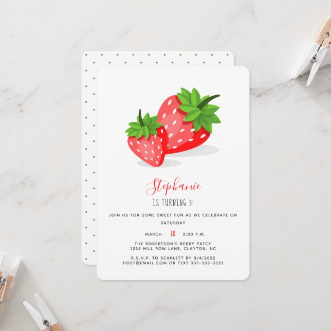 Strawberry Patch Invitation (Front/Back In Situ)