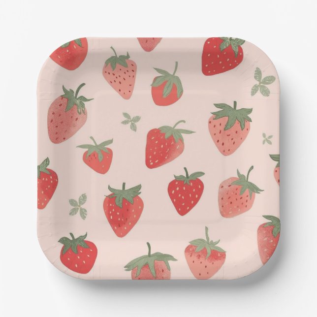 Strawberry Patch Party Supplies Paper Plate (Front)