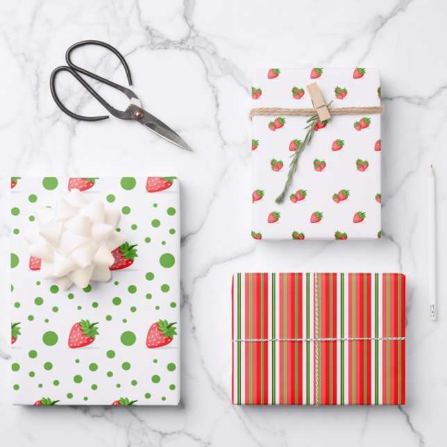 Strawberry Patch Wrapping Paper Sheet (Front)