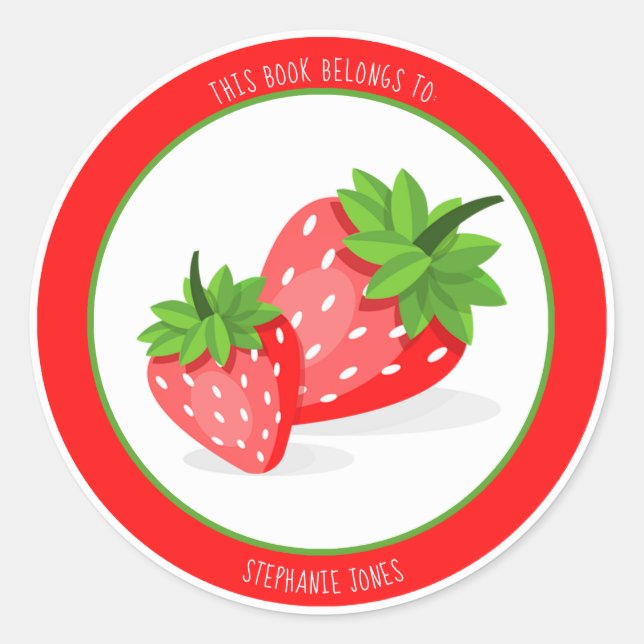 Strawberry PatchThis Book Belongs to Classic Round Sticker (Front)