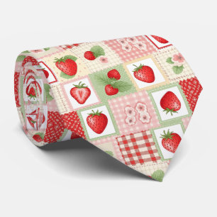 Strawberry Patchwork Picnic (3) Tie
